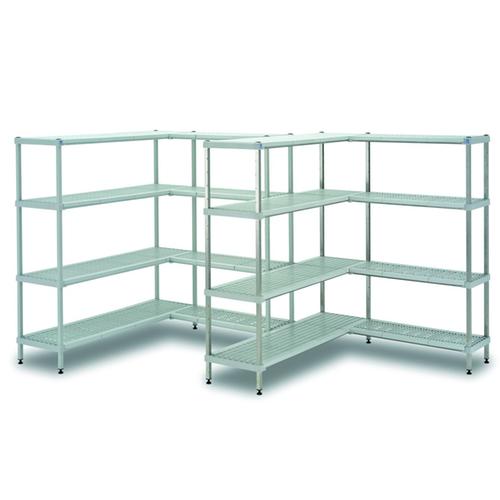 Assembled perforated polypropylene shelves 